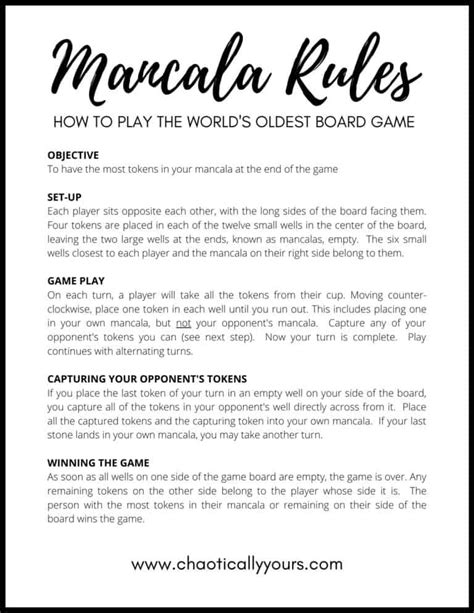 Mancala Rules Printable
